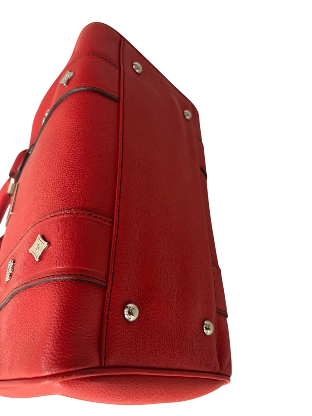 MCM Authentic Red Leather Boston Bag - Picture 5 of 12